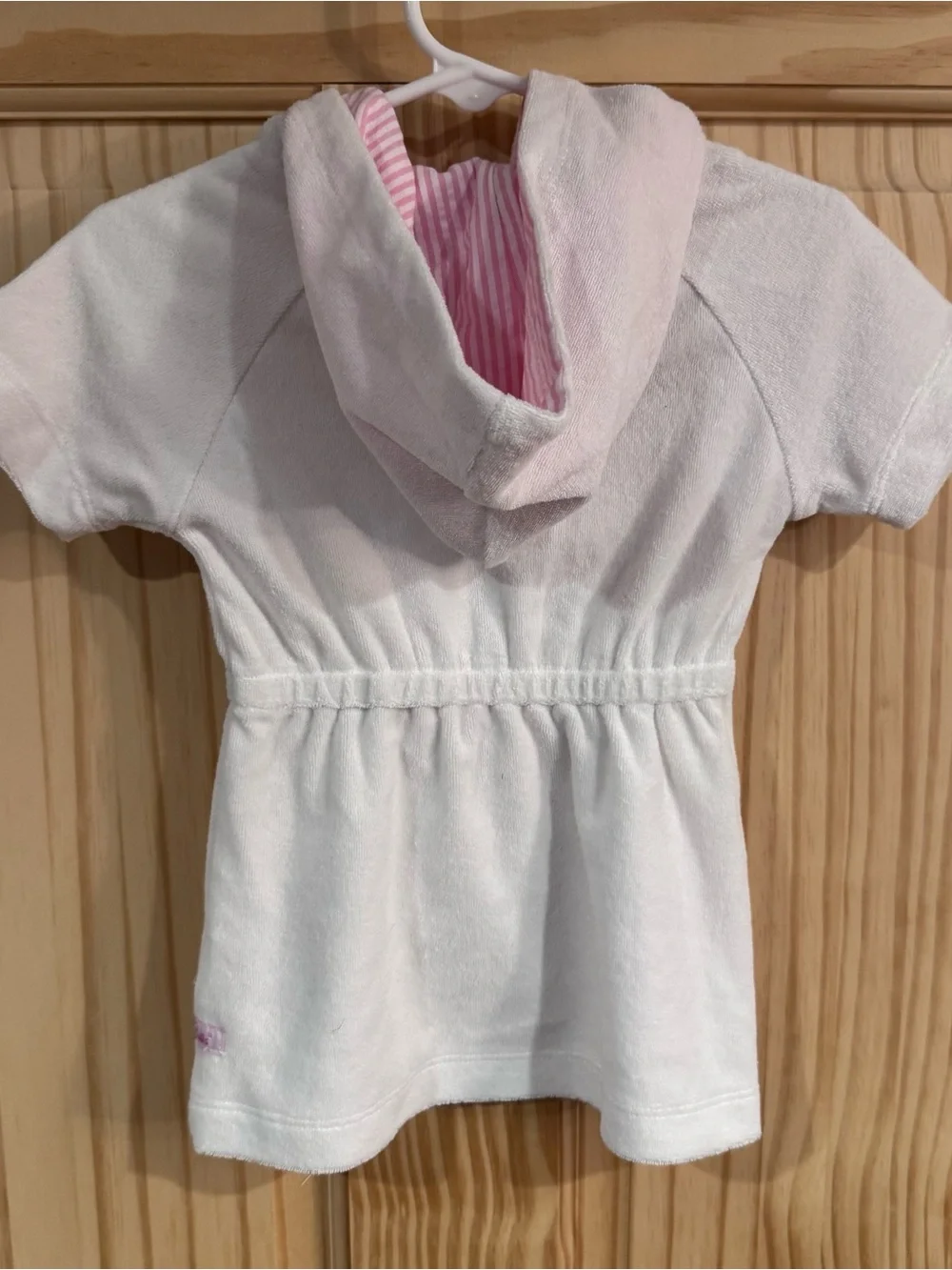 Ruffle Butts White Hooded Girls' Swim Coverup with Pink Bow NWT 12-18